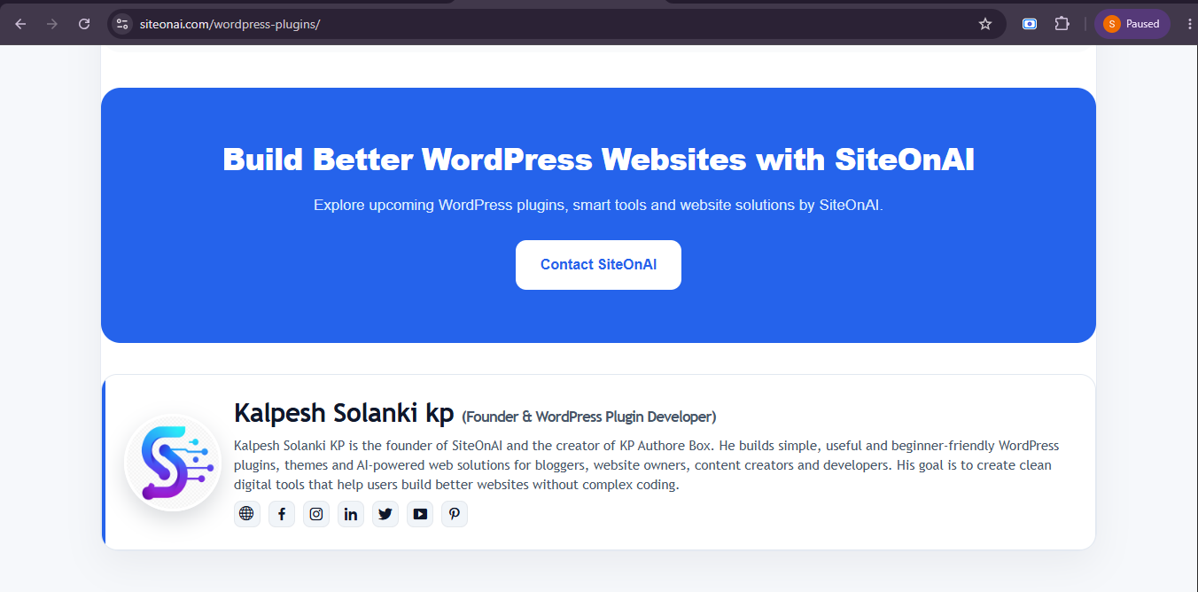 KP Authore Box live preview in WordPress posts and pages